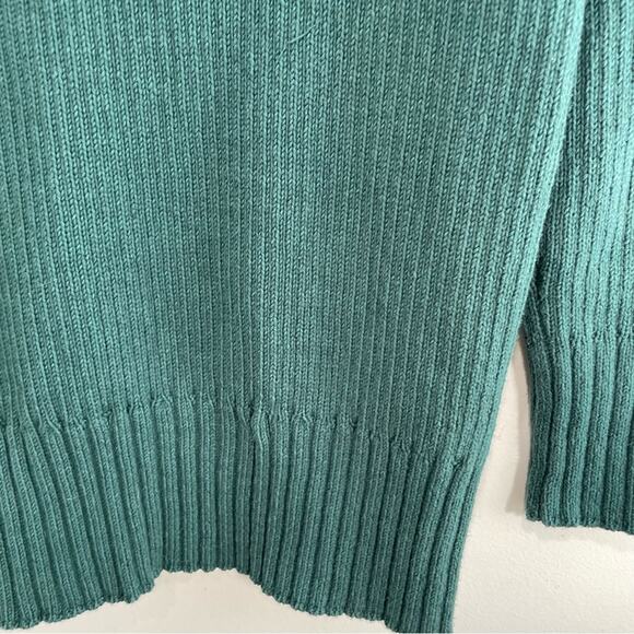 Free People Beach Trez Hunter Green Ribbed Mockneck Cotton Sweater Small - Picture 12 of 13